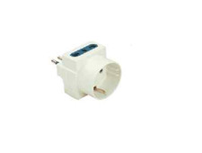ADATTATORE TRIPLO + SCHUKO CON SPINA 10A 2P+T POLIPLAST 300612B BIPRESA BIPASSO