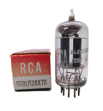 RCA ECC83 12AX7 Tubo Valvola Getter Quadrato Piastra Lunga Usato Con Scatola (V66) #2
