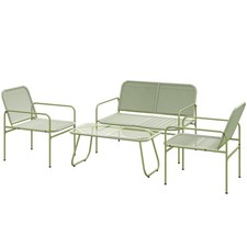Outsunny Salotto da Giardino Rattan PE con Divano, 2 Poltrone e Tavolino Verde
