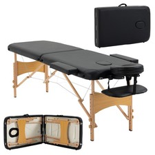 HOMCOM Lettino da Massaggio Pieghevole con Altezza Regolabile in Legno Nero