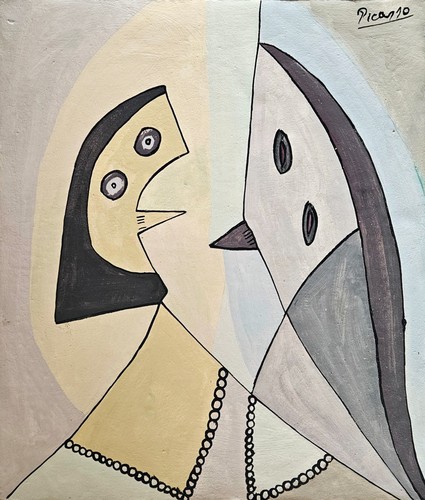 Dipinto olio tela - olio, cubista