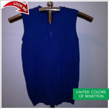 BENETTON - GILET - BAMBINO - BLU - 8/9 ANNI - 100% ORIGINALE