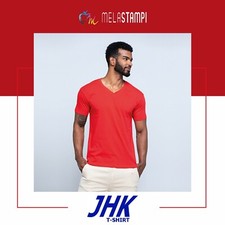 T-shirt uomo basic scollo a V 100% cotone maglietta maniche corte Man JHK