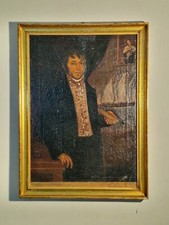 Grande Ritratto dipinto olio su tela antico Epoca Impero XIX secolo (Florio?)