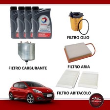 KIT TAGLIANDO PEUGEOT 208 1.4 HDI 68CV 50KW DAL 03/2012 + OLIO TOTAL INEO 5W30