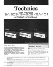 Technics SA-101 SA-202 SA-303 Ricevitore Proprietario Manuale Istruzioni Ristampa
