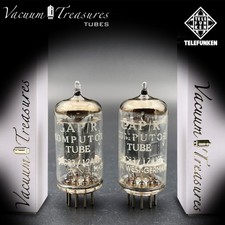 ECC83 12AX7 TELEFUNKEN ? AMPLITREX Matched Pair – Ribbed Plates Diamond Bottom