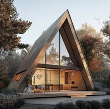 Casa legno con vetrata e - vetrata,