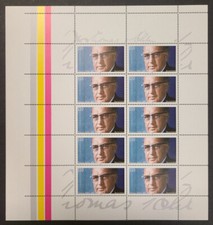 Confederazione 1963 Thomas Dehler ** foglio con campi vuoti + taglie forti + cl. Errore piastra