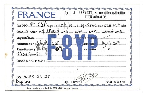 Stazione radio qsl f8yp - qsl,