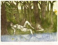 TABUSSO FRANCESCO "NUDO TRA GLI ALBERI "  Acquatinta e vernice molle,