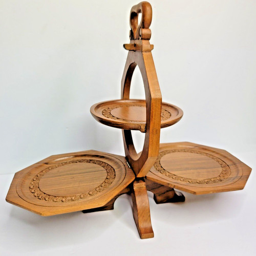 Vassoio triplo legno vintage