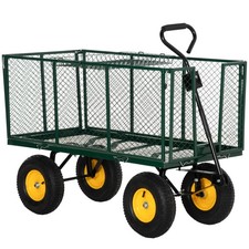 Outsunny Carrello da Giardino 342L con Maniglia Pareti Laterali