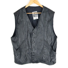 Gilet gilet uomo pelle nera vintage taglia grande (M4731)
