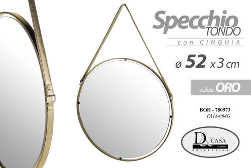 Specchio parete cinghia oro - da,