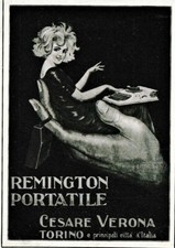 PUBBLICITA' 1927 MACCHINA DA SCRIVERE REMINGTON PORTATILE SEGRETARIA C.VERONA TO