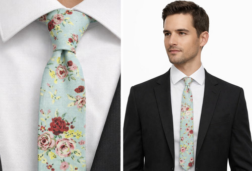 Cotone floreale uomo cravatta - floreale,