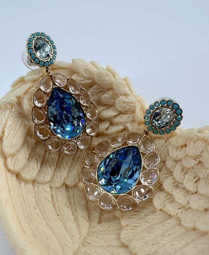 Orecchini swarovski goccia blu - orecchini,