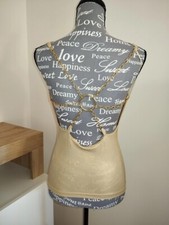 top donna elegante dorato catena dorata schiena scollatura morbida tg. s/m