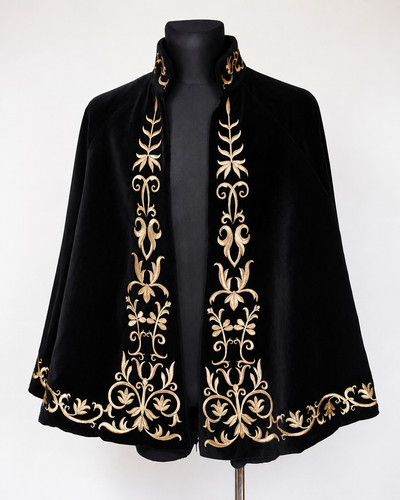 Poncho donna nero velluto