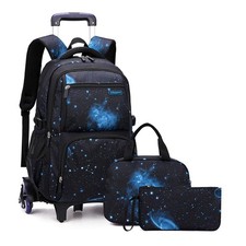 Primary Junior High Boys Rolling Backpacks Wheeled Bags Trolley School Bags T...