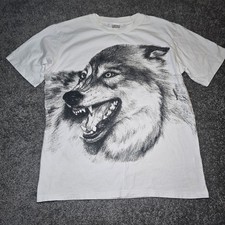 T-shirt Ikea stampa lupo uomo piccola bianca nera grafica 100% cotone pullover ecc