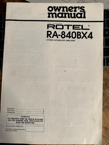 Rotel 840bx4 manuale - ra-840bx4,
