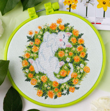 Kit punto croce gatto in fiori
