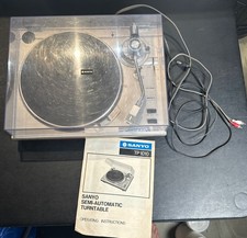 Giradischi vintage raro venatura legno SANYO TP 1010 trasmissione a cinghia anni '70 disco vinile