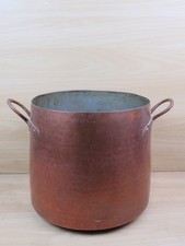 vecchia PENTOLA CASSERUOLA IN RAME STAGNATO da camino cucina a legna calderone