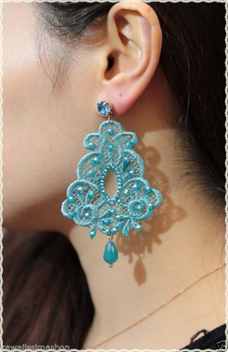Orecchini pizzo macrame - orecchini,
