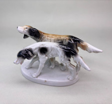 STATUINA ANTICA CERAMICA PORCELLANA NUMERATA VINTAGE CANI DA CACCIA SETTER