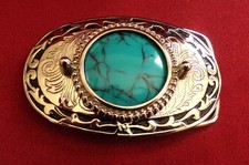 Fibbia per cintura, con una pietra che sembra turchese, ma non posso garantirla