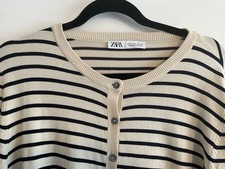 Cardigan Zara a righe ecrù e