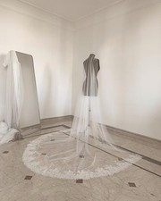 Velo sposa Cathedral  in tulle e pizzo francese 