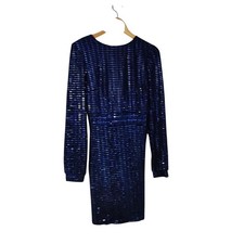 abito donna lajoly & co paris nero e blu paillettes manica lunga elasticizzato taglia L