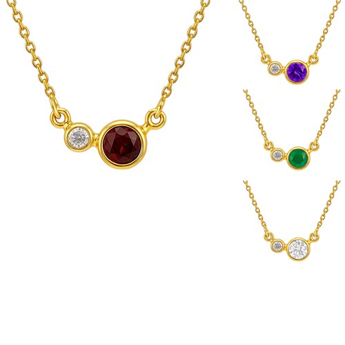 Collana due pietre ottone - pietre, in