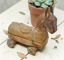 Vintage IN Legno Cavallo Su