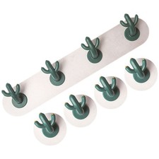 2 Set Ganci a Forma di Cactus Autoadesivi Portaoggetti Appendiabiti da Parete Senza Punzoni
