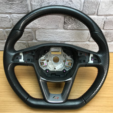 Volante originale SEAT FR Leon 5F in pelle nera, cucito rosso, MFSW.   16B