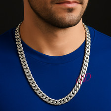 Collana platino catena cubana