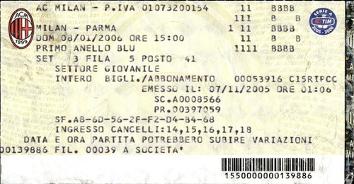 Biglietto stadio milan vs - stadio,