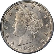 1883 Liberty V nichel senza