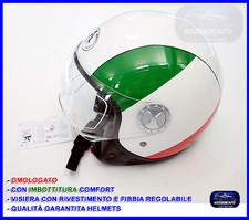 Casco Bandiera Italia Tricolore Jet Taglia XL per Scooter Moto Vespa Omologato