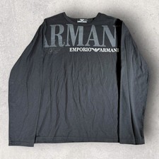 T-shirt manica lunga vintage Emporio Giorgio Armani Spell Out nera taglia M rara