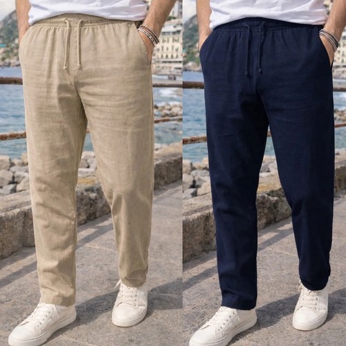 Pantalone uomo lino cotone - lino,