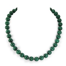 Collana unisex autentica malachite con GARANZIA pietre dure naturali 8 mm NUOVA