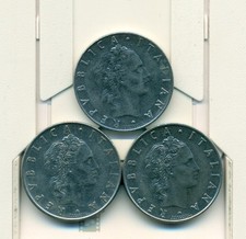 3 DIFFERENT 50 LIRE COINS from