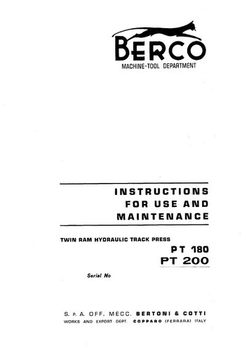 Manuale pressa idraulica - , berco