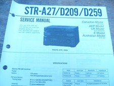 Sony STR-A27 / D209 / D259 Ricevitore Stereo Manuale di Servizio ORIGINALE
